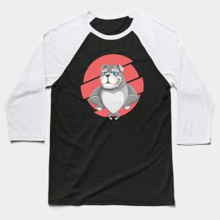 Cute English Grey Bulldog Artwork Baseball T-Shirt